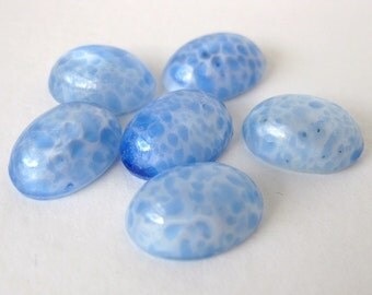 Vintage Glass Cabochon Sapphire White Blue Speckled Ovals 14x10mm gcb0667 (4)
