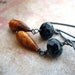 Earrings coral and glass bead rustic adventure spirit - Crossroads