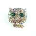 Vintage Kitty Brooch Aurora Borealis Rhinestone Cat Jewelry