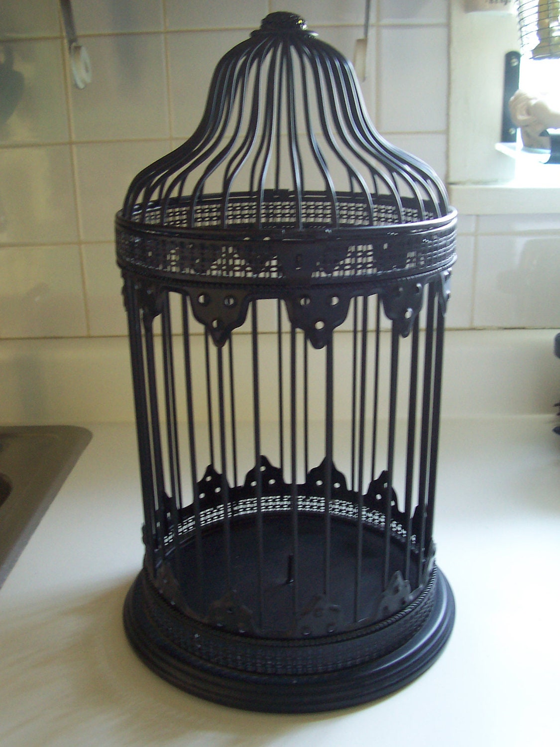 RESERVED 4 SACREDEYE Black Gothic Birdcage Candle Holder Cage