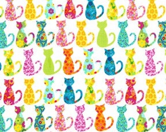 Michael Miller Fabric Calico Cats White