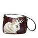 Black Friday Sale - Jackalope mini hobo purse handpainted by NYhop - OOAK - upcycled shoulder bag synthetic brown leather, vegan