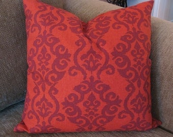 Decorative Pillow Cover, ONE 18" x 18", Cinnamon Ikat Print