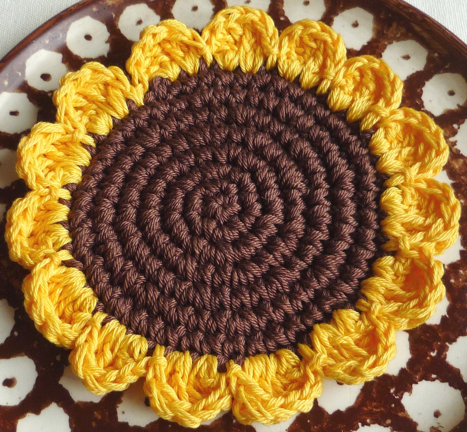 Crochet Sunflower Pattern Crochet Coaster Pattern