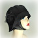 Vintage Cloche,The Rose in Black Wool with Flower Accessory Size Small Ready to Ship