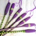 Organic French Lavender Wand Woven Sachet Long Purple and Green Ribbon extra long