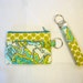 Zipper Fabric Coin Purse Card Slot and Fabric Key Fob 2 Piece Gift Set Amy Butler Fabric Dancing Paisley Soul Blossoms Green Blue