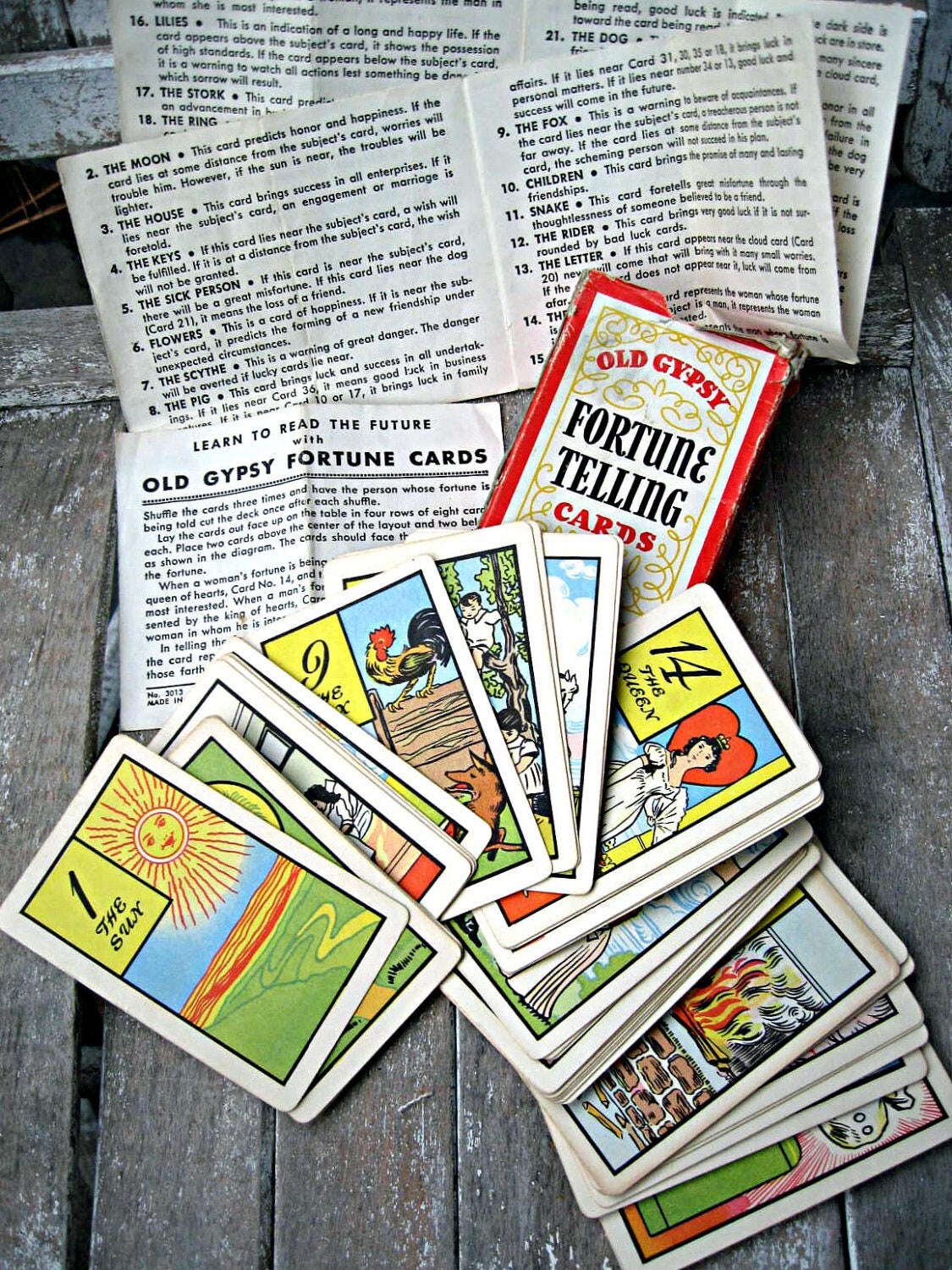 Vintage Fortune Telling cards by Whitman 1940 Old Gypsy
