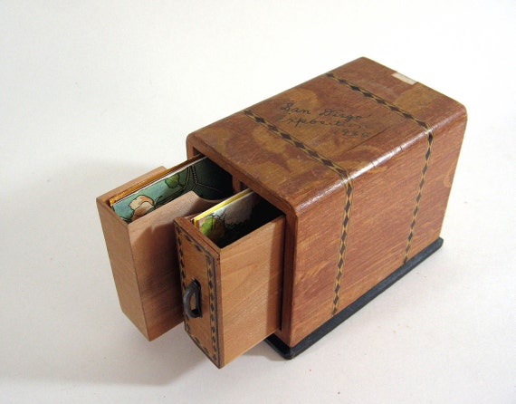 Playing Card Box Drawers Two Deck Storage ACEO Card Easel