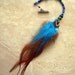 Feather Hair Extension - Beaded Hair Extension, Turquoise and Brown Feathers - Falcon (Ready to Ship)