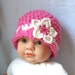 PINK Newborn, Child, Girl, Baby Hat, Off White, Flower BEANIE, Baby Gifts, Photo Prop, JE600BF2