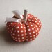 Burnt Orange and White Polka Dot Pumpkin Pincushion