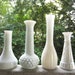 Vintage Milk Glass Vases set of 4 White Wedding Garden Table Setting