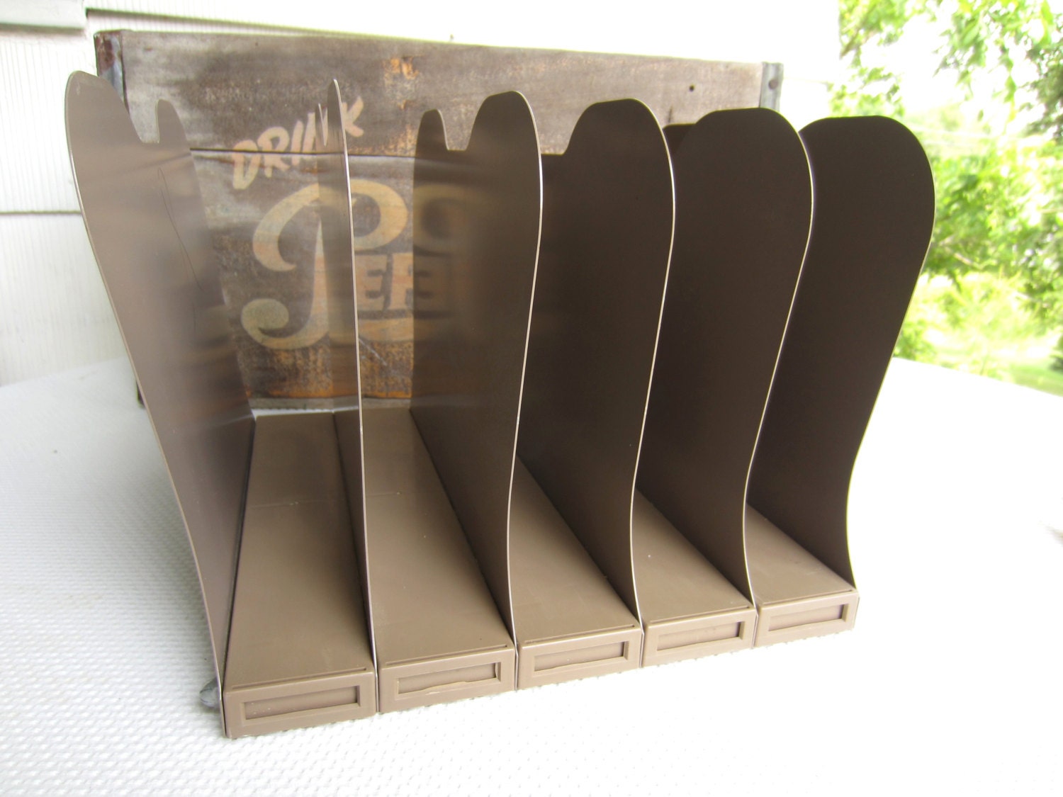 Vintage Mid Century Standing Metal File Folder Organizer