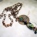 Green Lampwork Necklace - Antique Copper Chain Beaded Jewelry 'Spring Fancy'