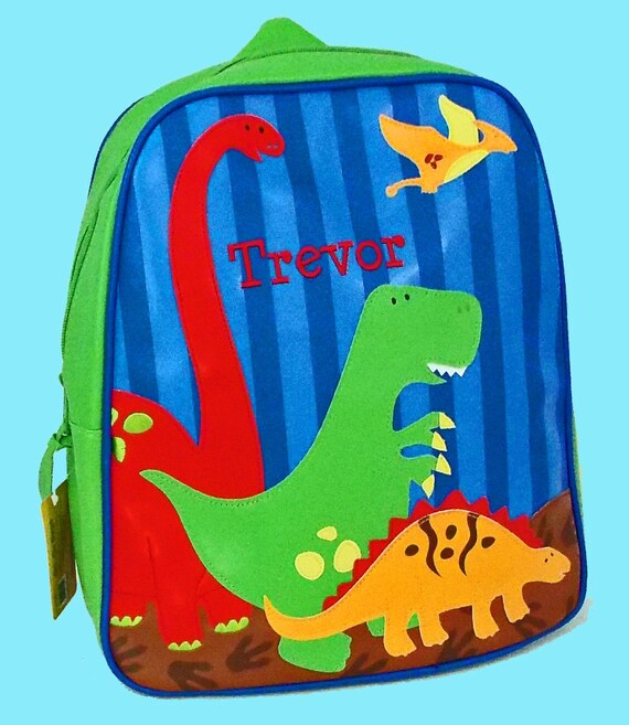 Personalized Stephen Joseph GoGo Backpack DINO Themed Bag in Blue