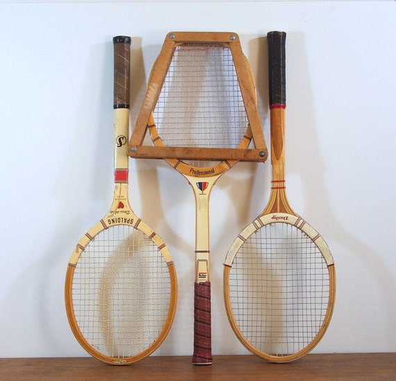 Vintage Tennis Rackets Collection of Three Wood Racquets