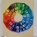 Painted Circle Collage- Original Watercolor Acrylic Abstract- Wood Block- Rainbow