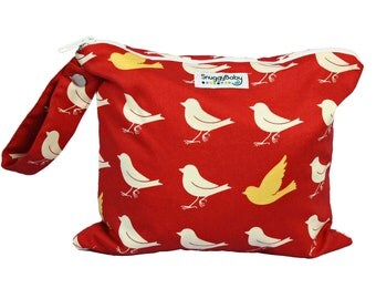 Small Wet Bag for Cloth Diapers, Mama Cloth, Wet Swimsuits and More - Chirp - Indestructable PUL - Diaper Bag Essential