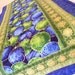 Christmas Table Runner Quilt - Blue Green Christmas Ornaments with Gold Accents