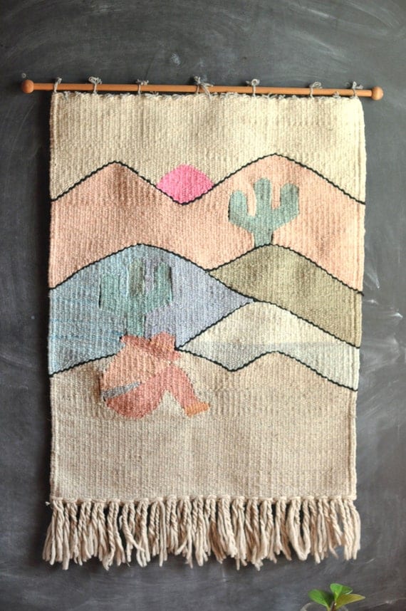 Vintage Southwest Woven Wall Hanging Fiber Art