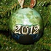 Handmade Wheel Thrown 2012 Year Stamped Green Gold Crystalline Glazed Porcelain Christmas Tree Ornament