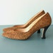 leopard print heels / leather pumps / 80s leopard heels / brown suede heels / made in Spain - size 8 , 39