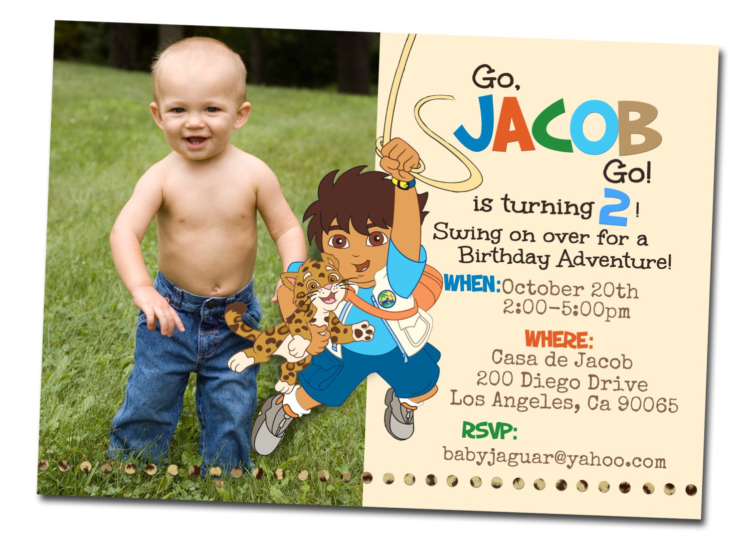 Go Diego Go Birthday Invitationfor Boys AND Girls