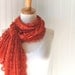 LAST ONE.....Pumpkin Spice Ultra Soft Lace Ruffled Scarf - Extra Long Fall, Autumn, Halloween Fashion Burnt Orange Lace