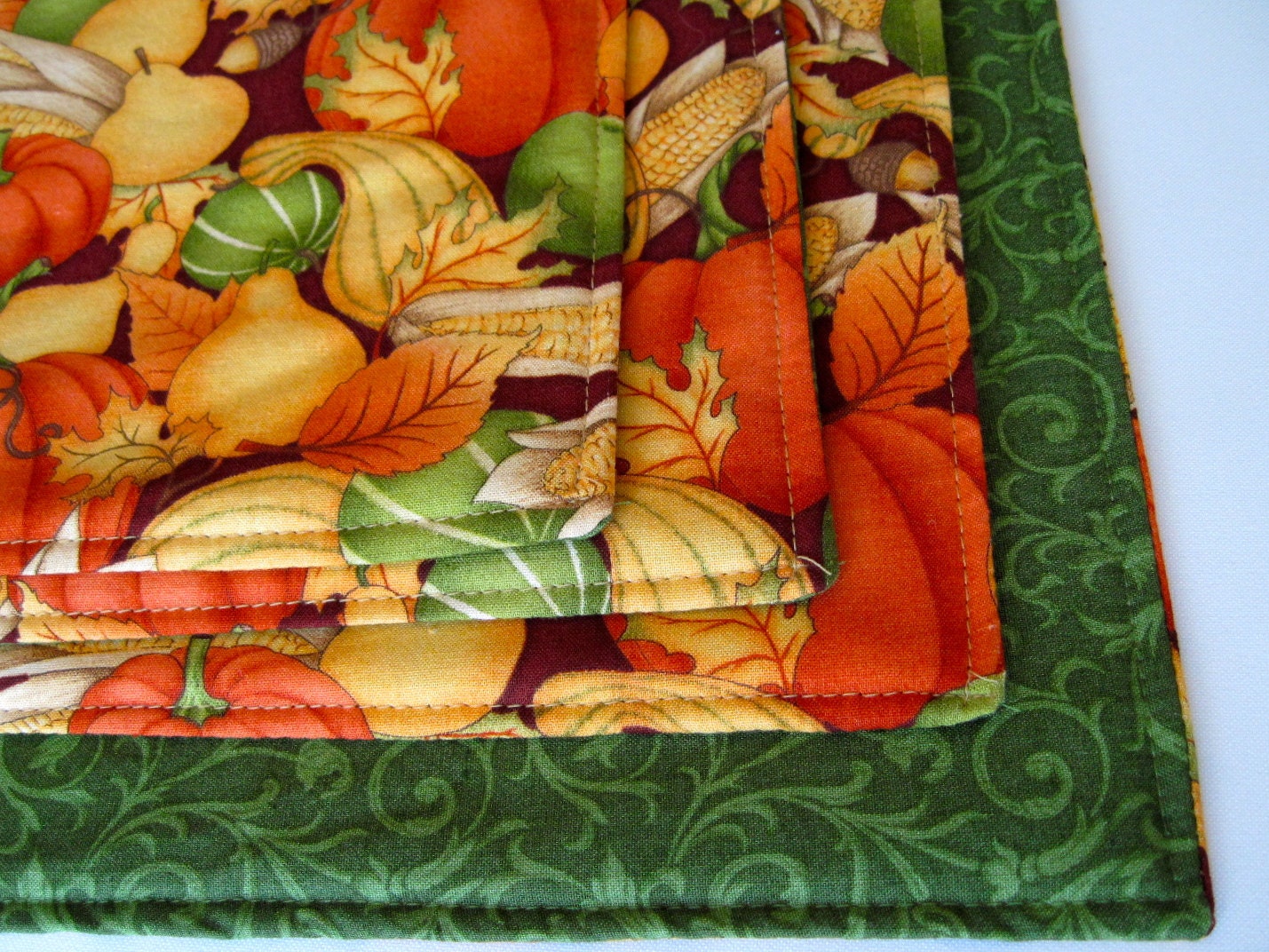 Harvest Fall Placemats Set of 4 Reversible by tracystreasuresri