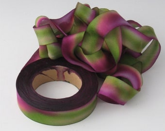 Hand dyed silk bias-cut ribbon