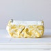 cosmetic bag - Yellow cotton floral pattern and white leather