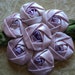 1920s Silk Ribbon Roses Applique 7 lavendar Rosettes with silk leaves applique ribbonwork