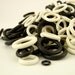 HALF PRICE SALE 500 Black and White Rubber Jump Rings - Sampler in a Variety of Sizes