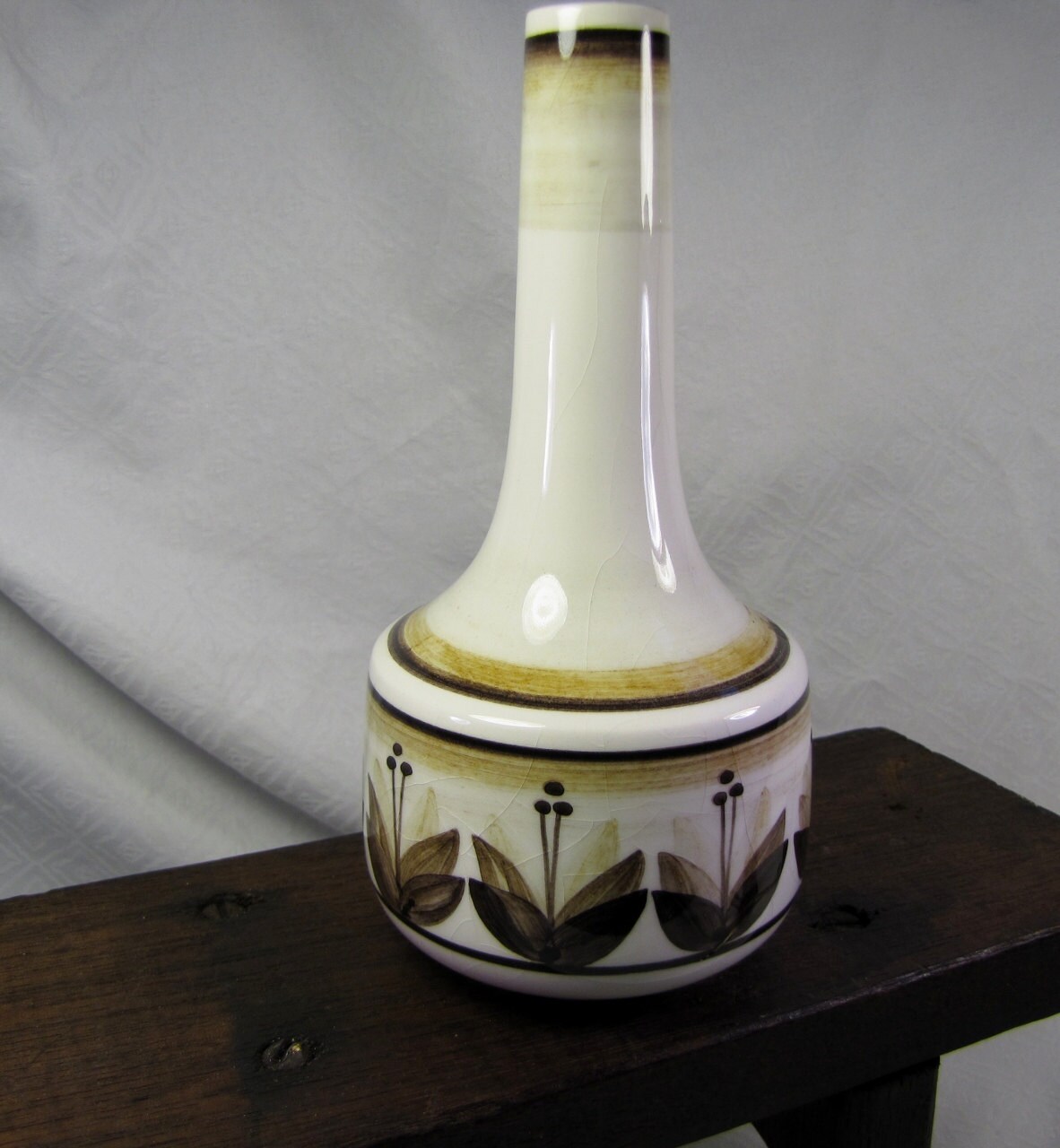 1970s bud vase Jersey Pottery brown flowers Single Flower