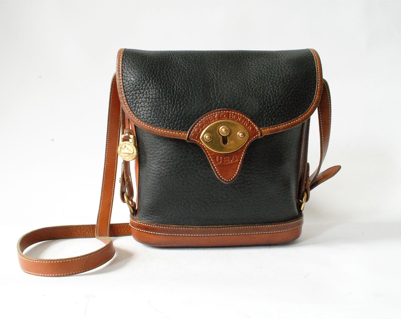 Vintage Dooney and Bourke Bucket Bag Black and Brown Leather