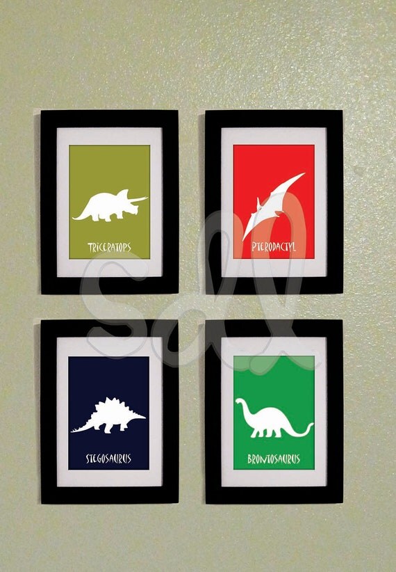 Printable PDF Set of Four Dinosaur Prints 5x7 Il_570xn