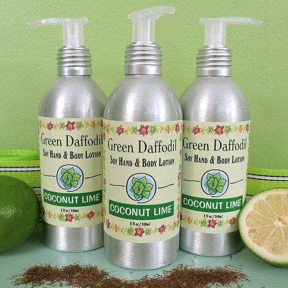 Coconut Lime Soy Hand & Body Lotion Green by GreenDaffodil