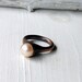 Champagne Golden Cream Pearl Copper Ring June Birthstone Raw Gem Stone Crystal Artisan Handmade