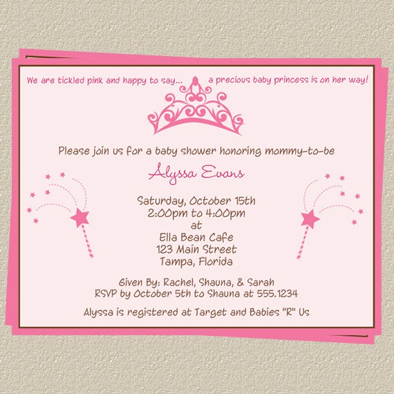 Items similar to Princess Baby Shower Invitations, Set of 10 Printed ...