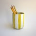 Pencil holder / Yellow and White pen cup / Desk Art / yellow office decor
