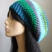 Earthy Crochet Slouchy Tam Beret Beanie Hat Cute Women Slouchy Hat Boho Style Slouchy Hat GREEN and BLUE