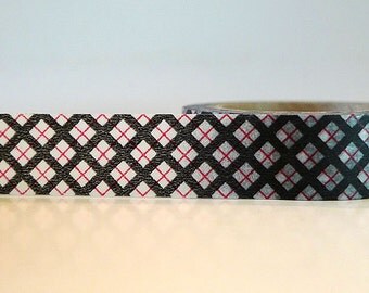 Washi Tape Black Red Criss Cross (Chugoku)