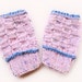 Ice-Pink and Blue Fingerless Mitten with Red Blue Yellow Dots
