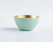 Paper Mache Bowl in Seafoam Mint Green and Gold - The Tiny