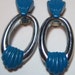 blue and silver dangle long vintage clip on earrings