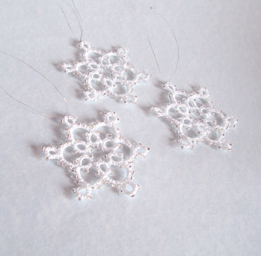 set of three white beaded christmas winter wedding set of three white beaded christmas winter wedding