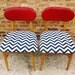 Pair Of Mid Century Chairs In Black and White Chevron