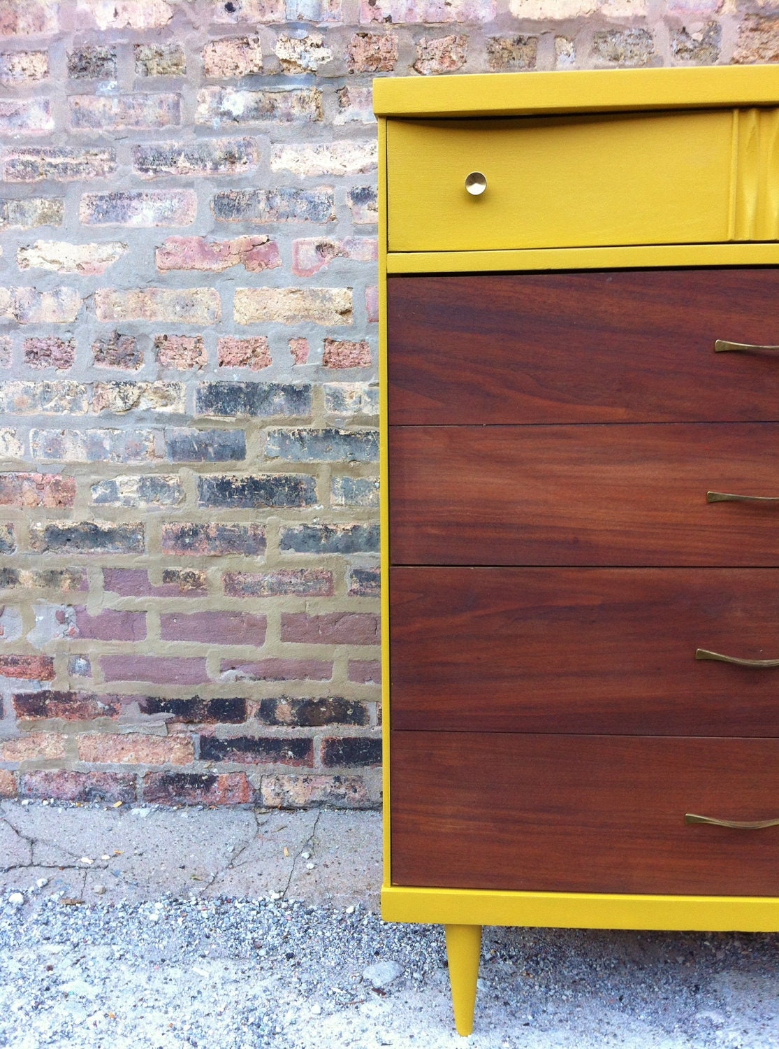 Mid Century Dresser In Mustard Yellow