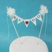 Cake topper, wedding, Ivory Pompom flower "WE Do" Banner G311- shabby chic wedding bunting decoration